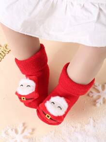 5 perechi de șosete groase combinate de Crăciun pentru nou-născuți, șosete calde și confortabile din lână pentru bebeluși, șosete cadou de Crăciun pentru băieți și fete, șosete de Crăciun pentru sugari - roșu - Vizualizare 6