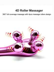 4D 滾輪紫色按摩儀手動 V 型臉部拉提 4 輪 Y 型滾輪 360 旋轉消脂保養工具