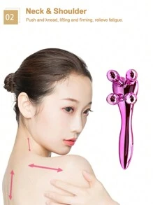 4D 滾輪紫色按摩儀手動 V 型臉部拉提 4 輪 Y 型滾輪 360 旋轉消脂保養工具