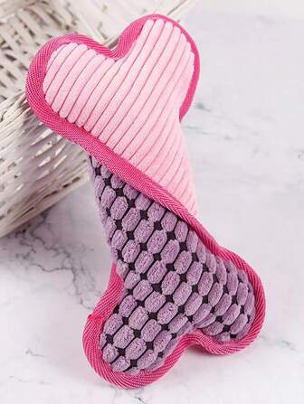 Supet 1pc Plush Dog Bone Shaped Interactive Toy With Sound For Indoor And Outdoor Use