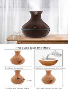 Humidificador Aromático de Madera: Aromatizador Natural, Difusor de Aromas, Humidificador de Aromaterapia, Humidificador Elegante, Humidificador de Madera para Ambientes Relajantes | Ideal para Casa y Oficina | 200ml. - Negro - Ver 8