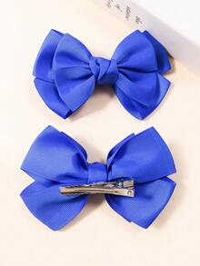 2pcs Girls' Blue Double-layer Butterfly Hair Clips For All Ages - Blue - View 2