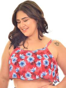 Plus Size Bikini Tops - Đỏ và trắng - Xem 1