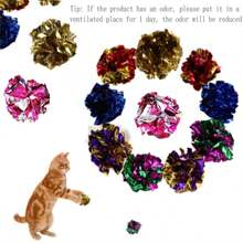 10pcs/5pcs Random Colorful Cat Crinkle Ball Toy, Lightweight & Chewable & Chaseable & Creatively Photoshoot Props, Keeps Pet Active, Also Could Be Used As Ornament & Festival Decoration, Suitable For Home Indoor Use - Multicolor - View 7