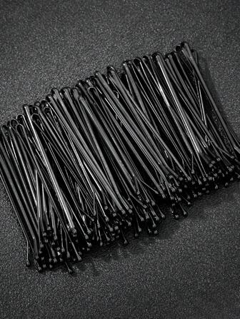 200/100/50/20个装 女士简约黑色纯色发夹，黑色字母发夹，小号黑色发夹，发饰，侧边发夹（适用于断发），波浪发夹，U型发夹，发饰