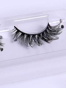 1pair 8-16mm Full Length Rhinestone & Sparkle Flared False Eyelashes, Use For Various Occasions - Black - View 3