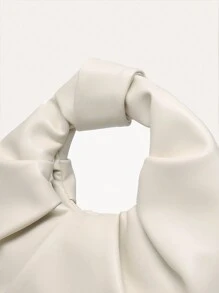 白色時尚褶皺設計手提包 - 米色 - 查看 5