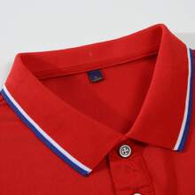 Men's 185g Combed Ice Ions Color Block Turn-Down Collar Polo Shirt Gym Clothes Men - Red - View 4