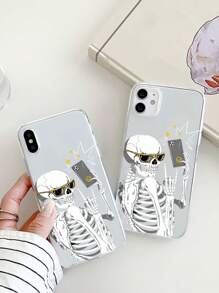 1入組有趣的骷髏設計透明手機殼,適用於蘋果型號 - 彩色 - 查看 2