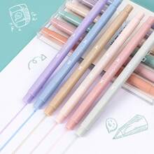 6pcs Double-ended Highlighter Pen For Journaling And Note Taking, Fluorescent Marker Pens - Pink - View 4