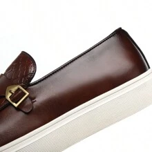 2025 Spring New Casual Leather Shoes Men, Fashion British Style Men's Breathable Flat Shoes For Summer - Brown - View 8