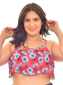 Plus Size Bikini Tops - Đỏ và trắng - Xem 2