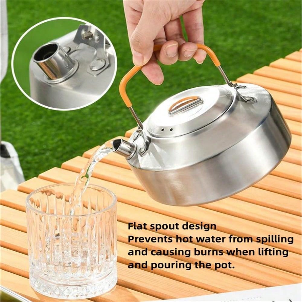 1Liter Camping Kettle 304 Stainless Steel Portable Carbon Fire Kettle