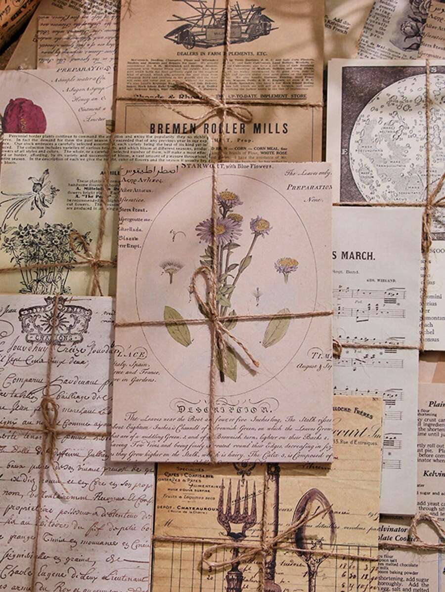 30 piezas Papel material vintage inspirado - Amarillo - Ver 1