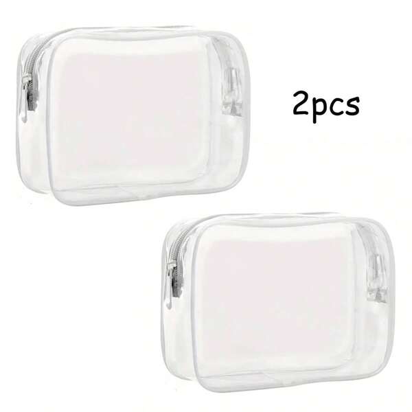 2 piezas Bolsa de playa blanca transparente, bolsa con cremallera de plástico para bolsa de playa, organizador de maquillaje, artículos de tocador y comestibles, bolsa interior divisora para cosméticos, bolsa esencial para crucero, organizador de maquillaje a prueba de agua, bolsa de maquillaje, estuche de maquillaje pequeño de viaje, accesorios de maquillaje, bolsa de maquillaje, bolsa de maquillaje