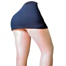 Minifalda recta elegante para mujer con tejido elástico medio para un look sexy. - Negro - Ver 5