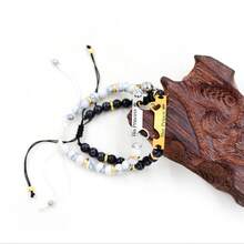 1對男女情侶黑白石榴石拼圖心形手鐲,不鏽鋼他她配對手環,刻有'他的公主'和'她的王子'的浪漫手鐲,適用於男女朋友 - 他的公主和她的王子 - 查看 3