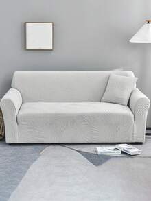 1pc Light Gray Leaf Pattern Waterproof Sofa Cover - Light Grey - View 5