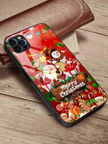 1入組紅色聖誕主題手機殼，搭配「聖誕快樂」字樣；防摔、防刮、軟Tpu邊緣緩衝、減震、全覆蓋鏡片；相容於 Iphone、三星、小米、Redmi、Oppo、Oneplus - 彩色 - 查看 2