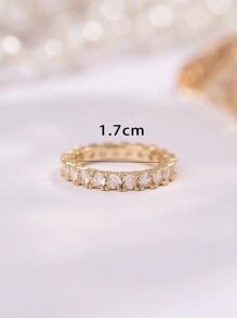 Nooxian 1pc Micro Pave Cubic Zirconia Ring - Yellow Gold - View 7