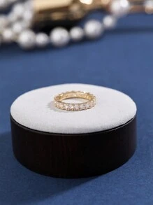 Nooxian 1pc Micro Pave Cubic Zirconia Ring - Yellow Gold - View 5