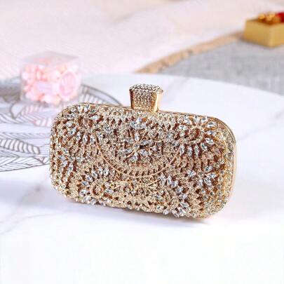 水钻装饰优雅派对手拿包，多功能奢华女士手提包，适合婚礼、宴会，闪亮而时尚