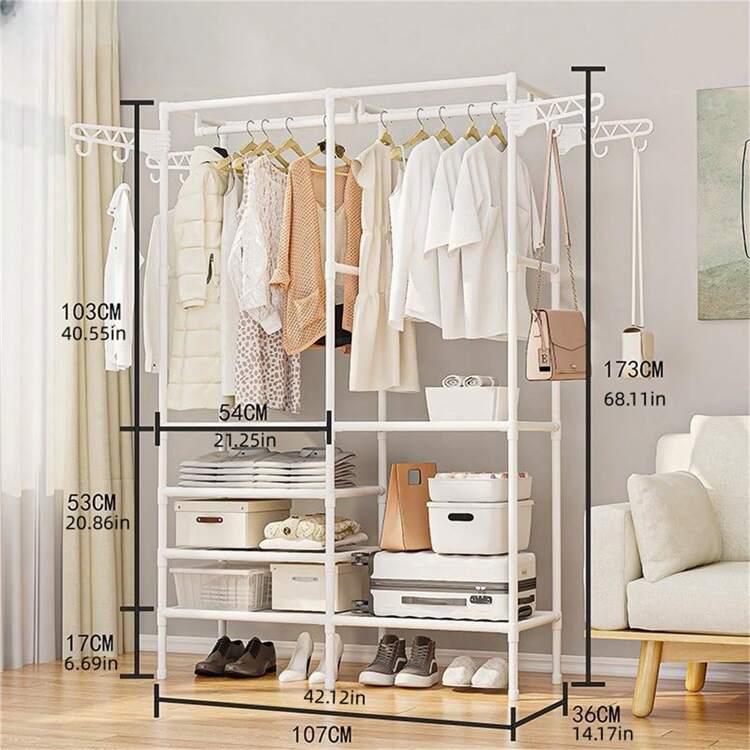 衣紋掛け 着物掛け 衣桁 プラスチック製 ホワイト 組立式 幅185cm×奥行