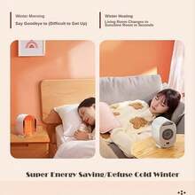 電暖器,1200瓦節能室內使用暖氣器,可調式2速可攜式加熱器風扇,配有過熱保護和傾斜關閉功能,適用於辦公室 - 白色 - 查看 8