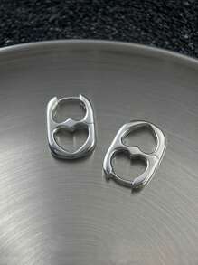 1 cặp hoa tai vòng hình trái tim rỗng thời trang dành cho phụ nữ để trang trí hàng ngày cho ngày lễ tình nhân, mẹ, mẹ, ngày của mẹ, quà tặng - Bạc - Xem 2