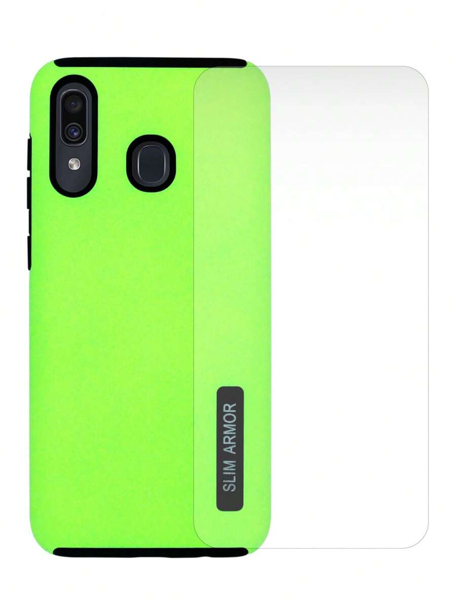 Funda New Case Uso Rudo Para Galaxy A20 / A30 + Mica - Verde Lima - Ver 1