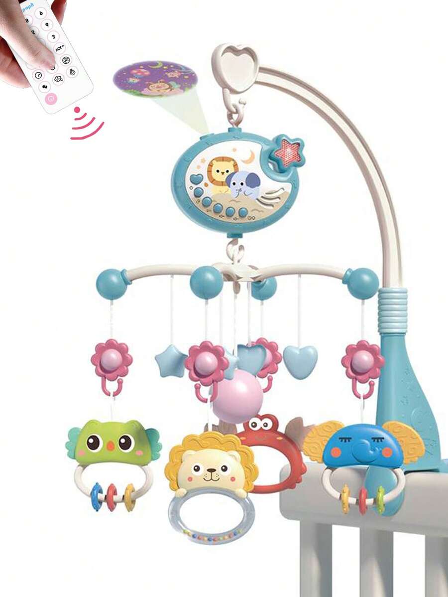 1set ABS Baby Remote Control Bed Bell Toy, Modern Infant Hanging Mobile Crib Rattle Musical Bedside Bells Toy For Home - Blue - View 1