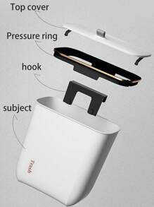 1 Pieza Basurero De Plástico Con Tapa Para Pared Para Almacenamiento En La Cocina Y Sala De Estar - Blanco - Ver 5