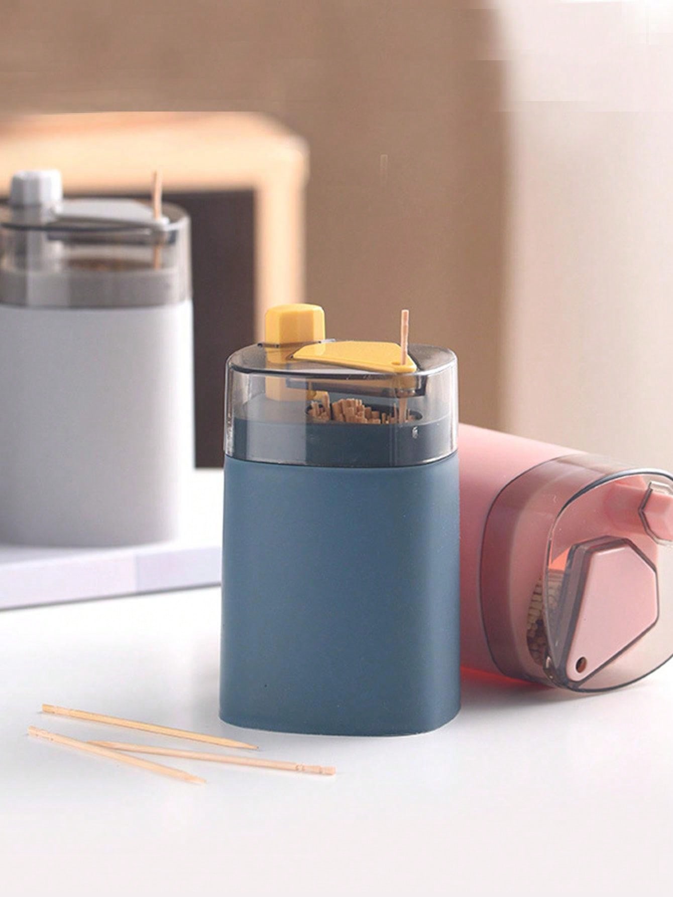 1pc Press Type Automatic Toothpick Holder, Portable Plastic Toothpick