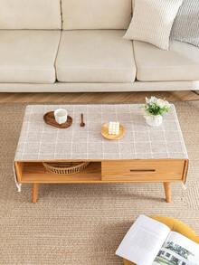 Mantel De Poliéster A Cuadros Con Bolsillos De Estilo Simple Para La Mesa De Café En Color Beige-marrón, Adecuado Para Decoración De Interior - Caqui - Ver 5