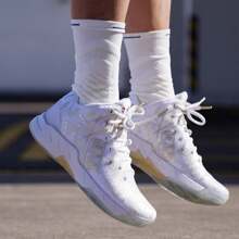 1pair Men's Thickened Shock Absorbing Mid-Calf Athletic Socks, Professional Basketball Socks Sports, For Gym, Fall