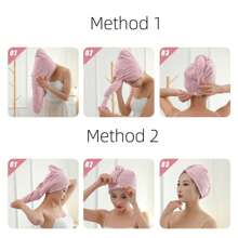 1個加厚快幹吸水浴帽,適用於長髮 - 均碼 - 查看 2