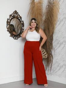 Plus Size Pants - 亮橙色 - 查看 1