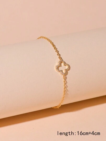 1 件花朵设计微镶嵌女士手链，情人节礼物，适合送给朋友、妈妈、母亲、母亲节、礼物