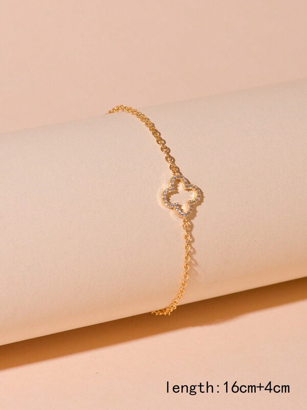 1 件花朵设计微镶嵌女士手链，情人节礼物，适合送给朋友、妈妈、母亲、母亲节、礼物