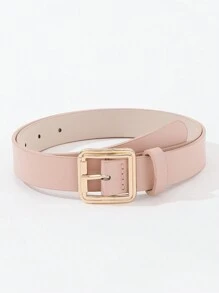 1個粉色金屬方扣流行女裝腰帶,可搭配牛仔褲、西裝或裙子多用途使用 - 粉色 - 查看 1