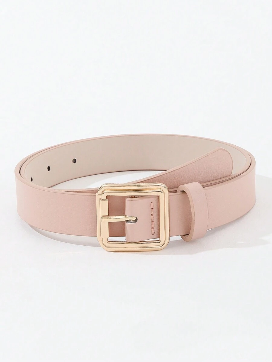 1個粉色金屬方扣流行女裝腰帶,可搭配牛仔褲、西裝或裙子多用途使用 - 粉色 - 查看 1