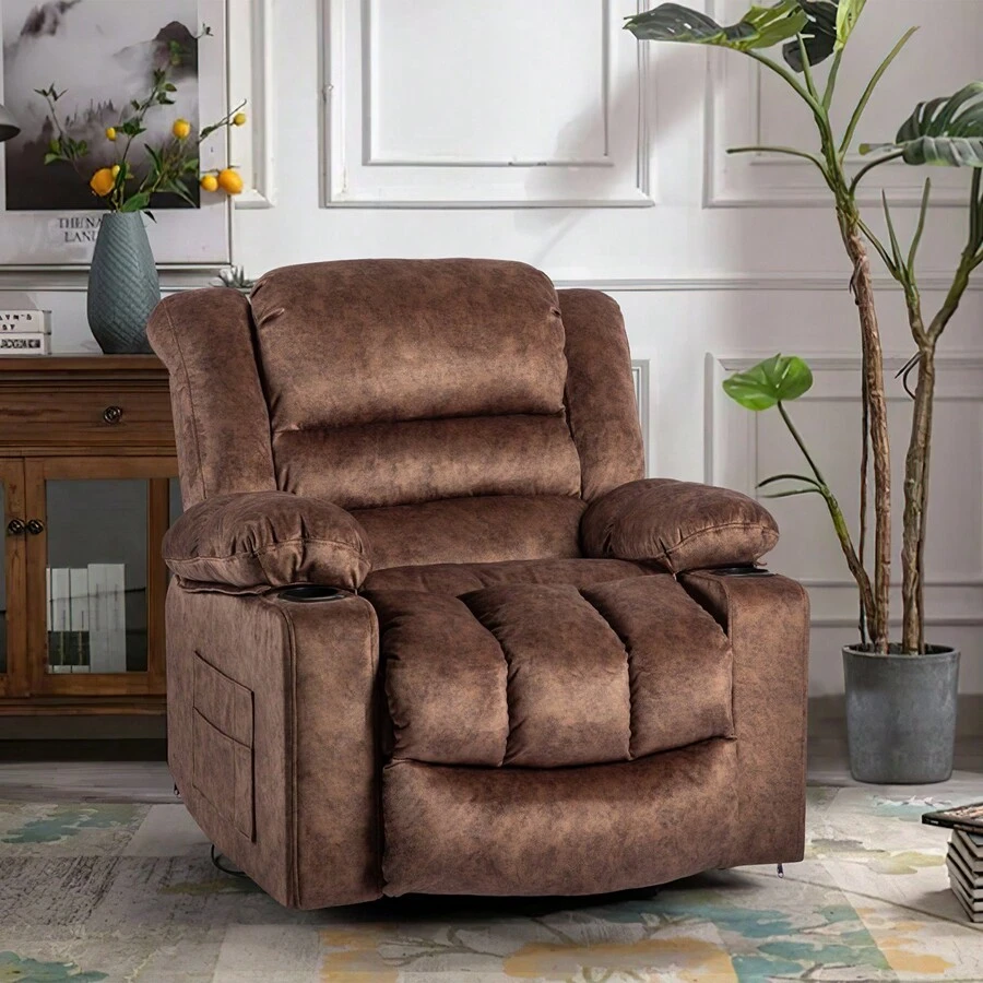 Modern Ergonomic Lounge 360 Degree Swivel Velvet Massage Rocker Recliner Chair With Heat And Massager