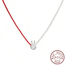 Moonmory 一件時尚真正 925 純銀紅繩吊墜項鍊女式熱藍色繩滴水水晶項鍊首飾聖誕禮物圓形寶石 18k 鍍金 - 圓形寶石 18K 鍍金 - 查看 18