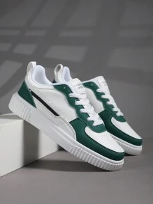 男士运动鞋，男士休闲鞋，时尚个性街头学生帅气鞋，系带男鞋，男士滑板鞋 - 白綠 - 查看 5