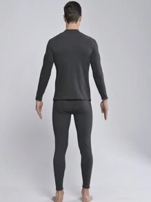 Bộ đồ lót giữ nhiệt cho nam - Màu xám đen - Xem 2