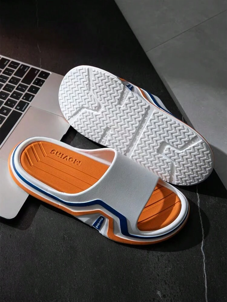 Zapatillas Antideslizantes Al Aire Libre De Verano Para Hombre, Estilo Urbano, Pareja, Sandalias De Playa Naranjas Y Blancas - Naranja - Ver 5