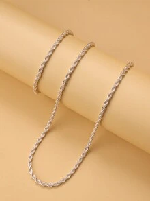 Fashionable & Simple Silver Men's Necklace And Bracelet Set - Silver - View 2