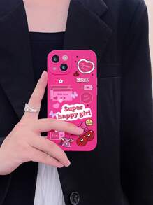 1 PC màu hồng Cherry Window & Graffiti Sweet Cool Girl Matte Soft Case Tương thích với iPhone - Nhiều màu - Xem 2