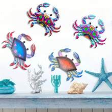 1 件彩色海洋風格螃蟹鐵藝牆面裝飾,適合花園、客廳、臥室、廚房、餐廳、門廊、露台牆面裝飾、酒吧牆面裝飾、戶外牆面裝飾、家居門、窗、海洋主題房間、壁掛、牆壁藝術 - 七彩紅 - 查看 4