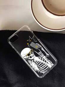 1入組有趣的骷髏設計透明手機殼,適用於蘋果型號 - 彩色 - 查看 5